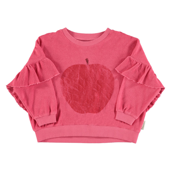Terry cotton sweatshirt red apple print
