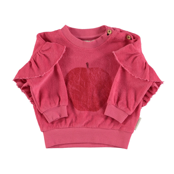 Terry cotton sweatshirt red apple print