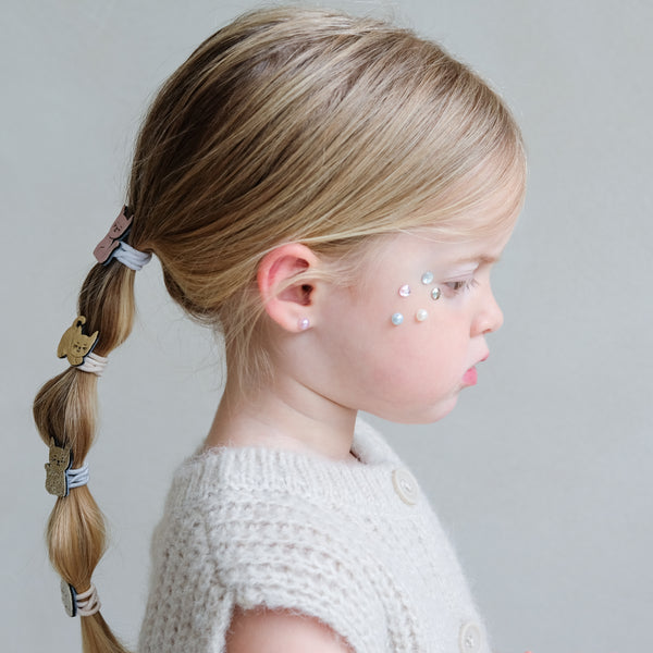 PINK GEM & PEARL STICK ON EARRINGS