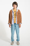 Knitted cardigan "band & crew only" print