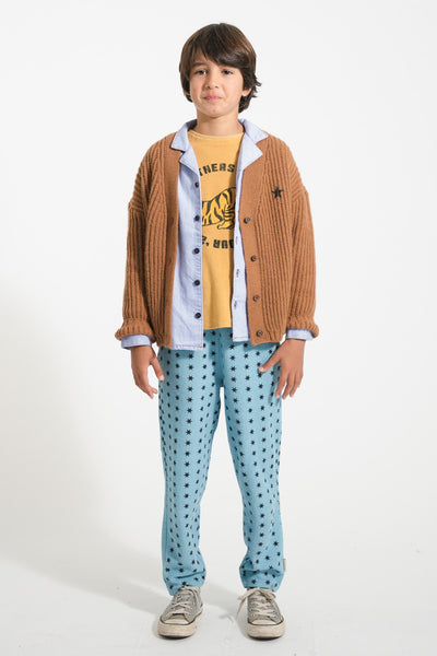 Knitted cardigan "band & crew only" print