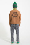 Knitted cardigan "band & crew only" print