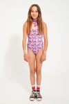 swimsuit w/ buttons black tigers