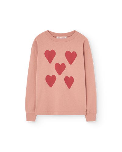 Hearts Coral Dog Long Sleeve T-Shirt