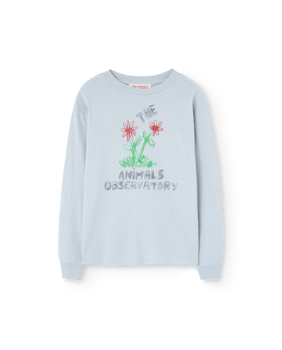 Flowers Blue Dog Long Sleeve T-Shirt