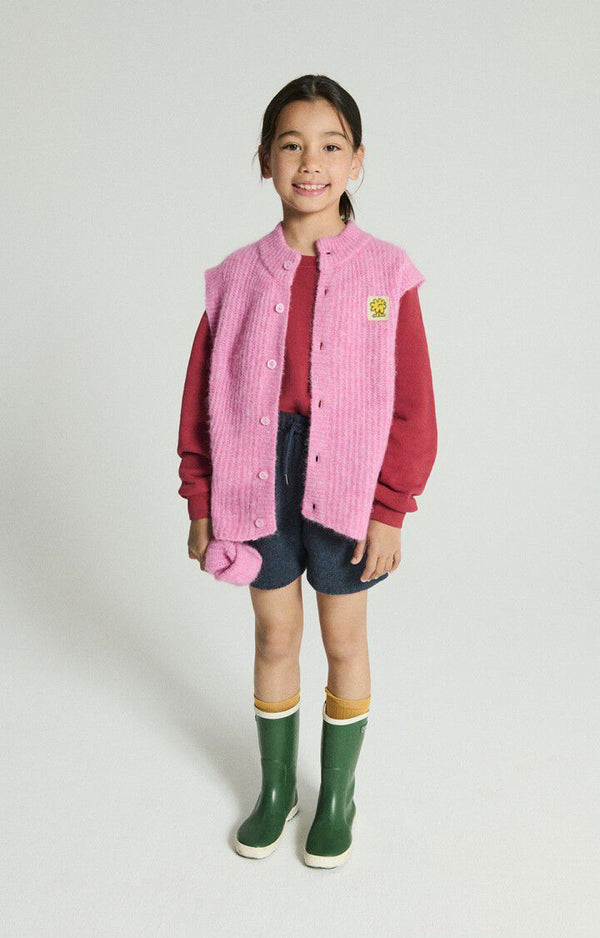 GILET COURT SM COL ROND BOUTONNE