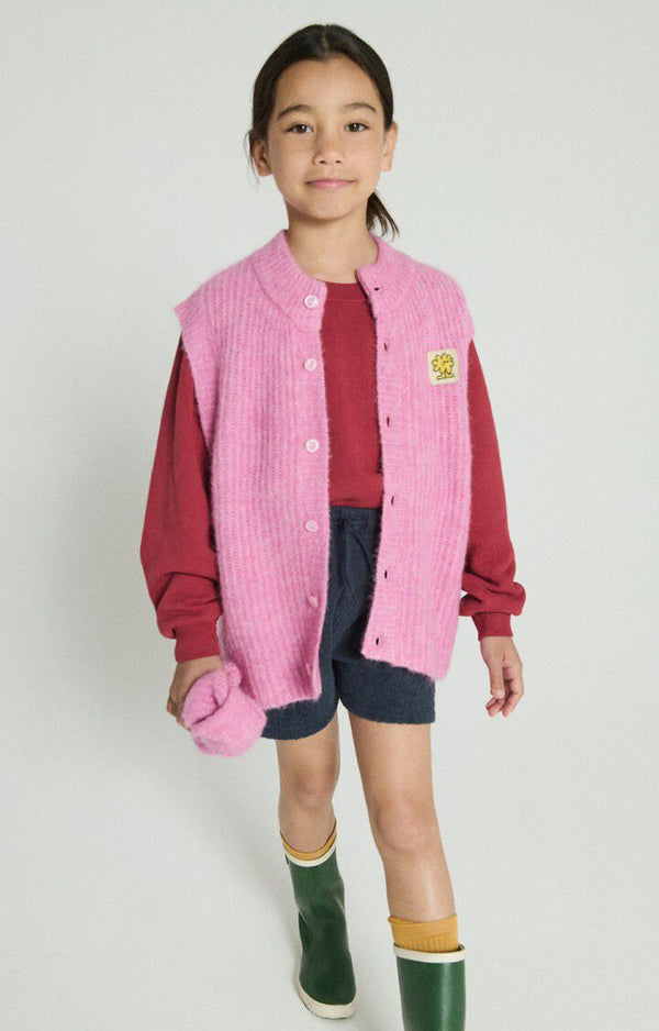 GILET COURT SM COL ROND BOUTONNE