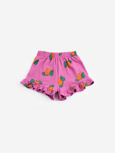 Tangerine all over ruffled shorts