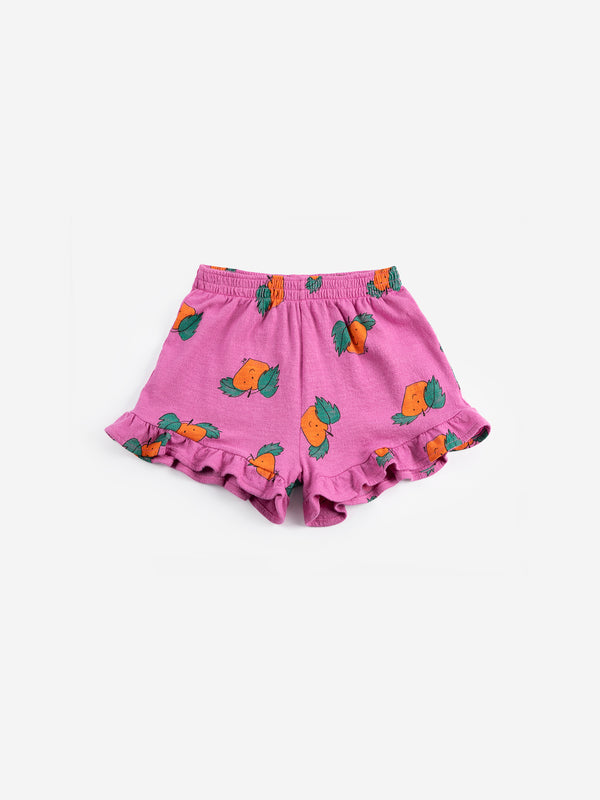 Tangerine all over ruffled shorts
