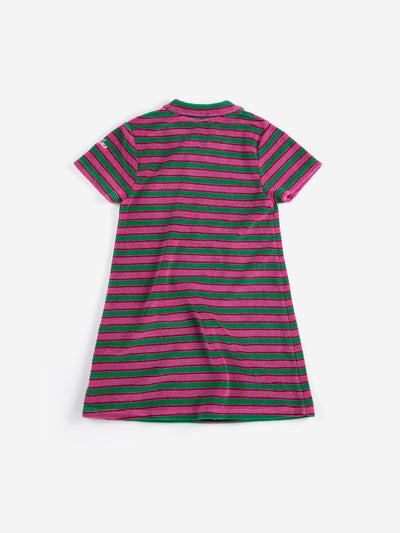 Striped terry cloth polo dress