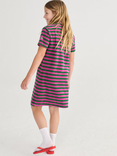 Striped terry cloth polo dress