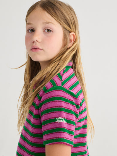 Striped terry cloth polo dress