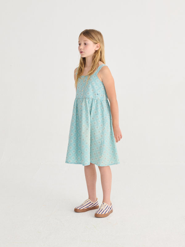 Daisy Mosaic all over woven dress