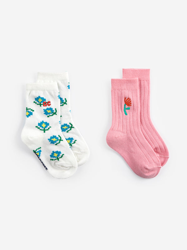 Flower short socks pack x 2