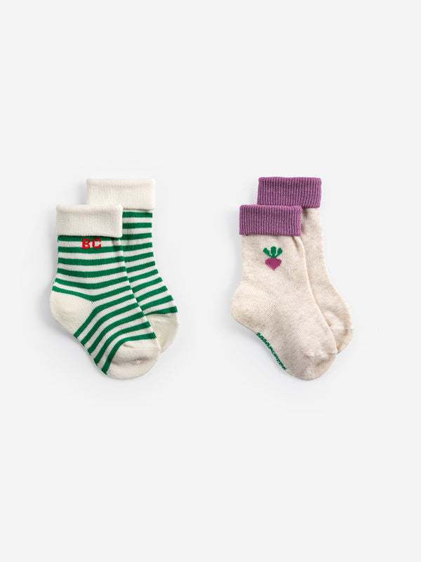 Pixel Sugar beet short socks pack x 2