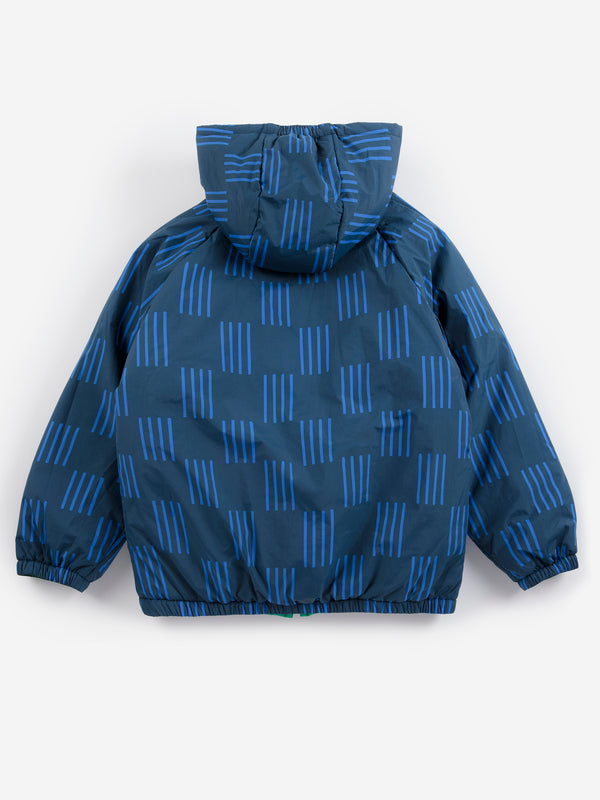 Almost Moiré all over reversible anorak