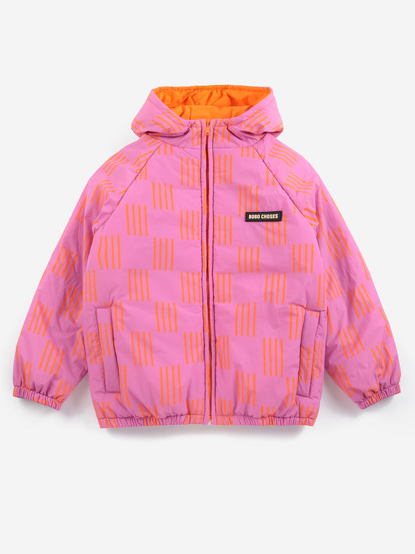 Almost Moiré all over reversible anorak