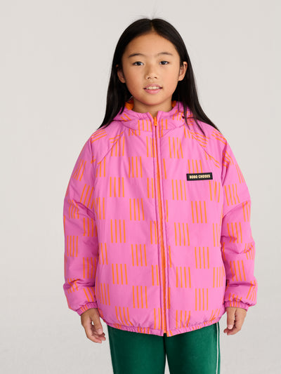 Almost Moiré all over reversible anorak