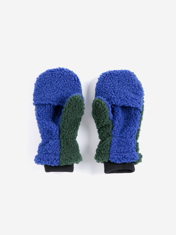 Color Block sheepskin mittens