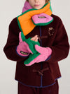 Color Block sheepskin mittens