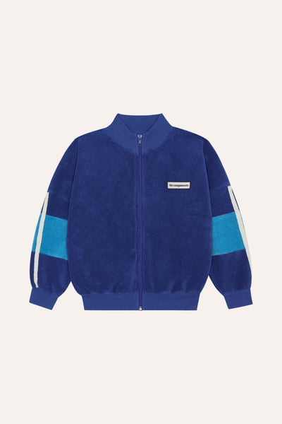 Blue Color Block Zipped Sweatshirt