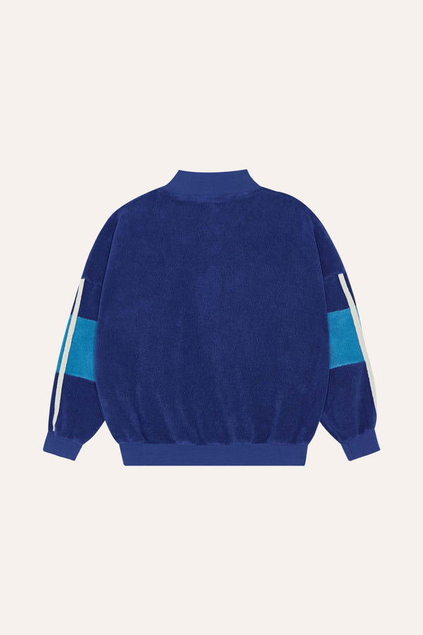 Blue Color Block Zipped Sweatshirt