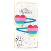 Hair Clip Big rainbow hearts