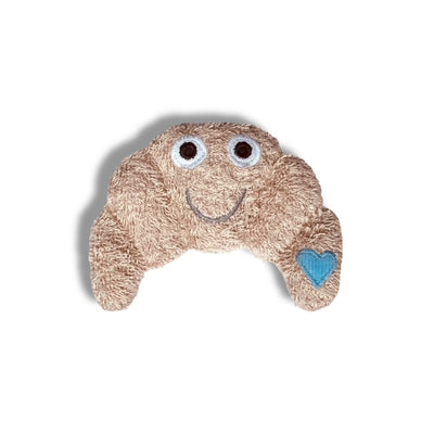 Croissant-Babyrassel mit blauem Herz