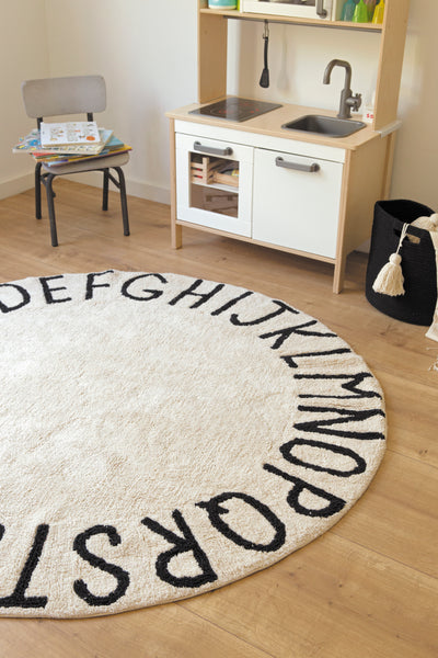 Washable Rug ABC Natural Black