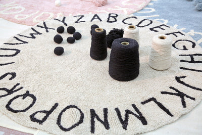 Washable Rug ABC Natural Black