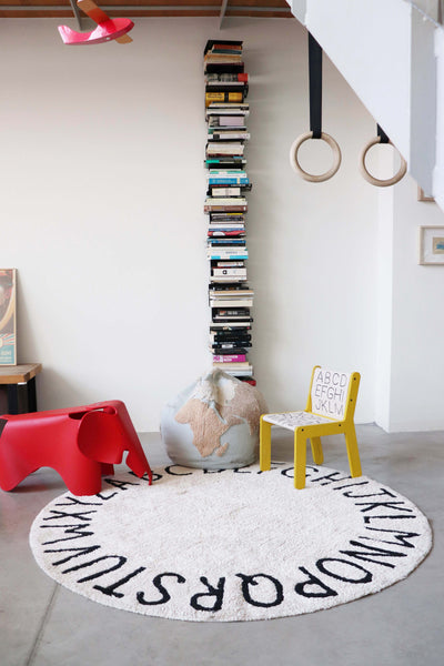 Washable Rug ABC Natural Black