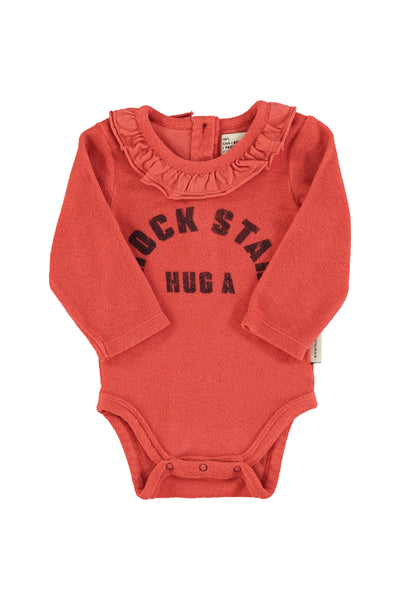 Baby long sleeve body w/ collar rock star" print