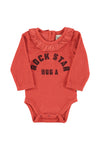 Baby long sleeve body w/ collar rock star" print