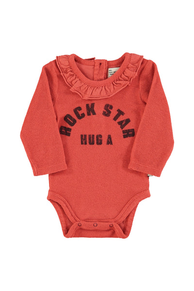 Baby long sleeve body w/ collar rock star" print