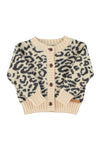 Knitted baby cardigan black animal print