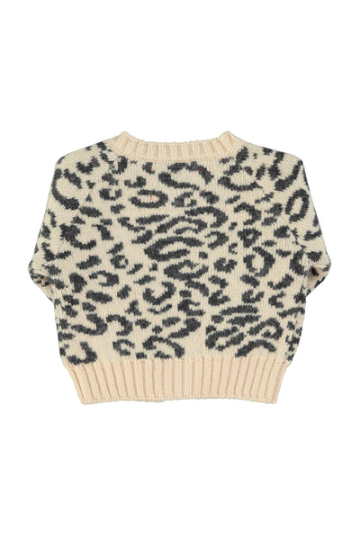 Knitted baby cardigan black animal print