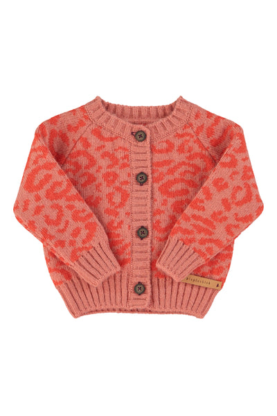 Knitted baby cardigan animal print