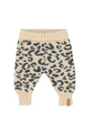 Knitted baby leggings black animal print