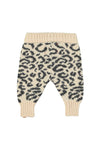 Knitted baby leggings black animal print