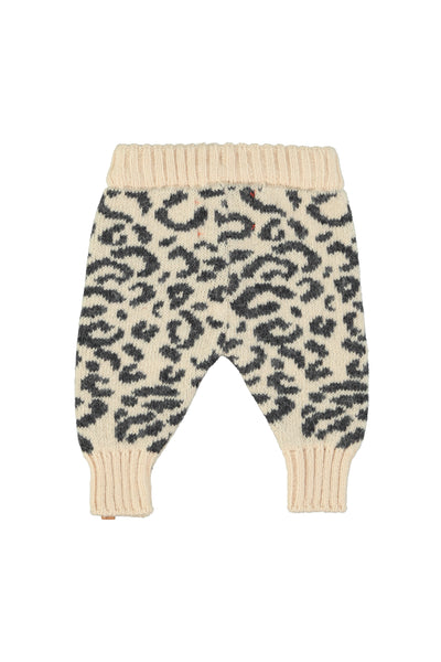 Knitted baby leggings black animal print