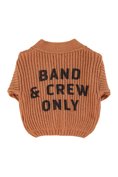 Knitted cardigan "band & crew only" print