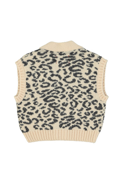 Knitted waistcoat black animal print