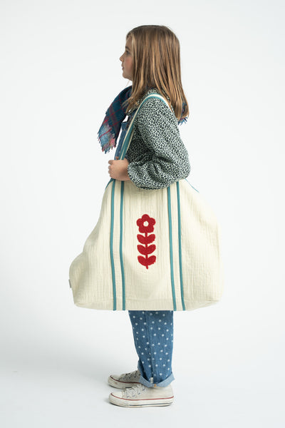 xl bag embroidered red flower