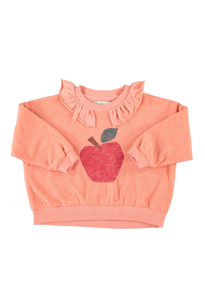 sweatshirt w/ collar apple print