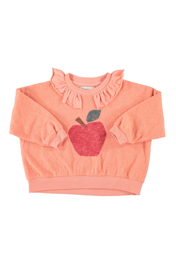 sweatshirt w/ collar apple print