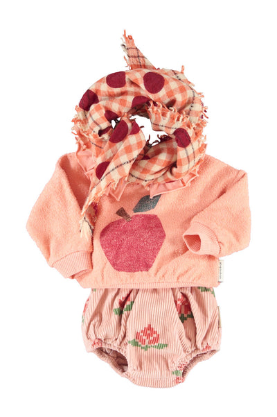 sweatshirt w/ collar apple print