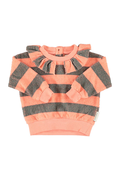sweatshirt w/ collar | pink & green stripes