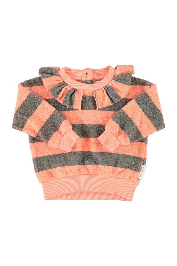 sweatshirt w/ collar | pink & green stripes