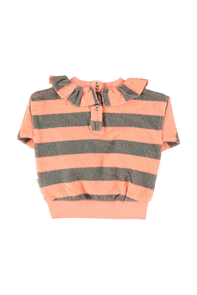 sweatshirt w/ collar | pink & green stripes