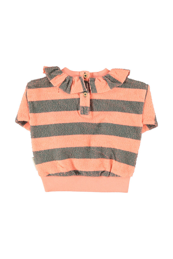 sweatshirt w/ collar | pink & green stripes